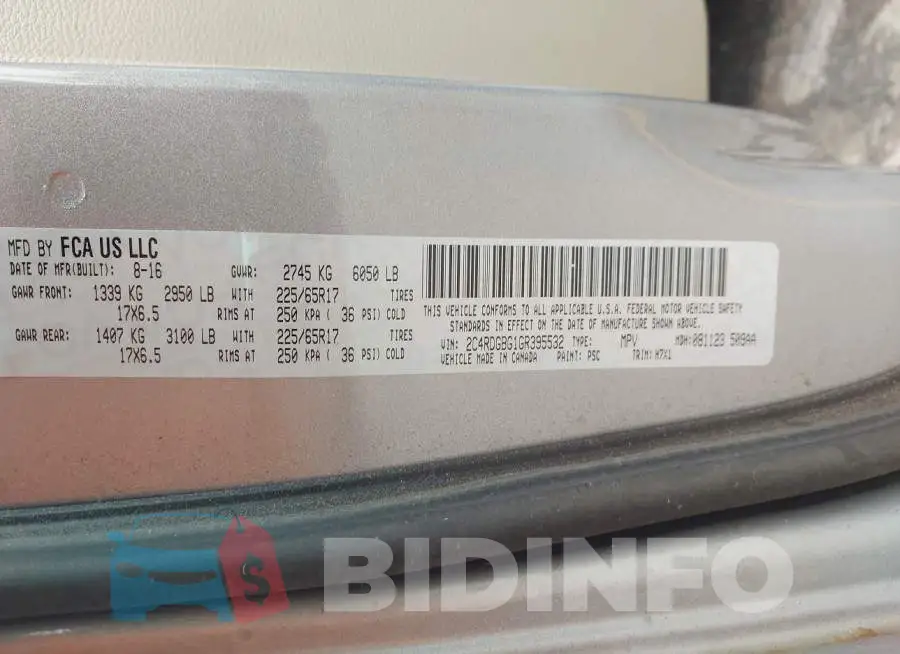 2C4RDGBG1GR395532 Photo# 9