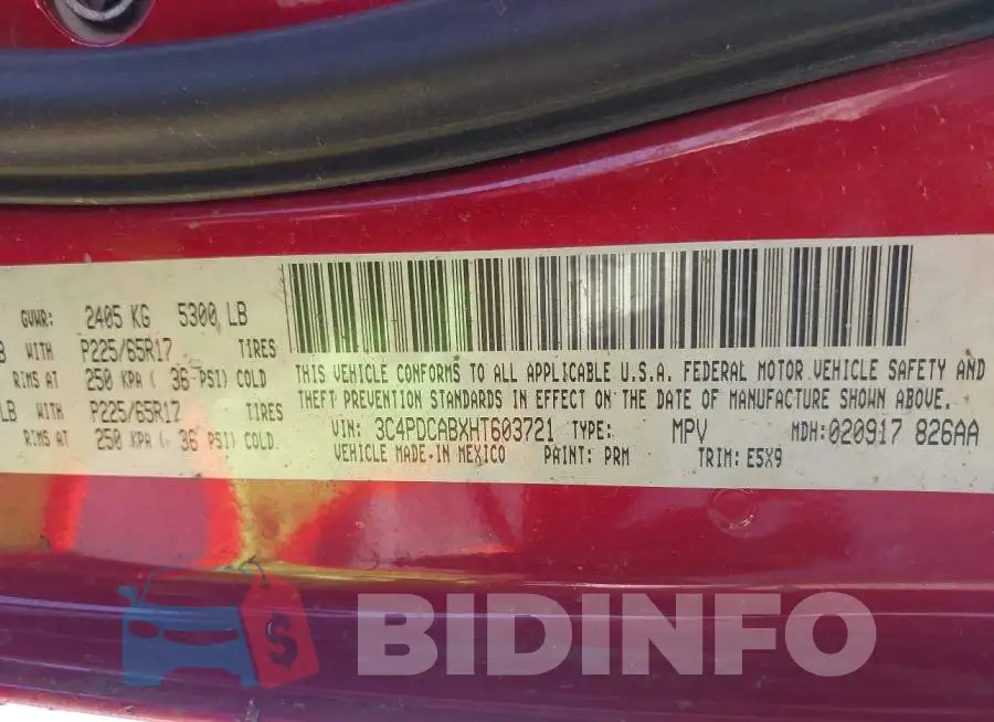 3C4PDCABXHT603721 Photo# 9