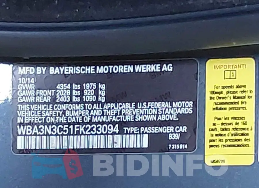 WBA3N3C51FK233094 Photo# 9