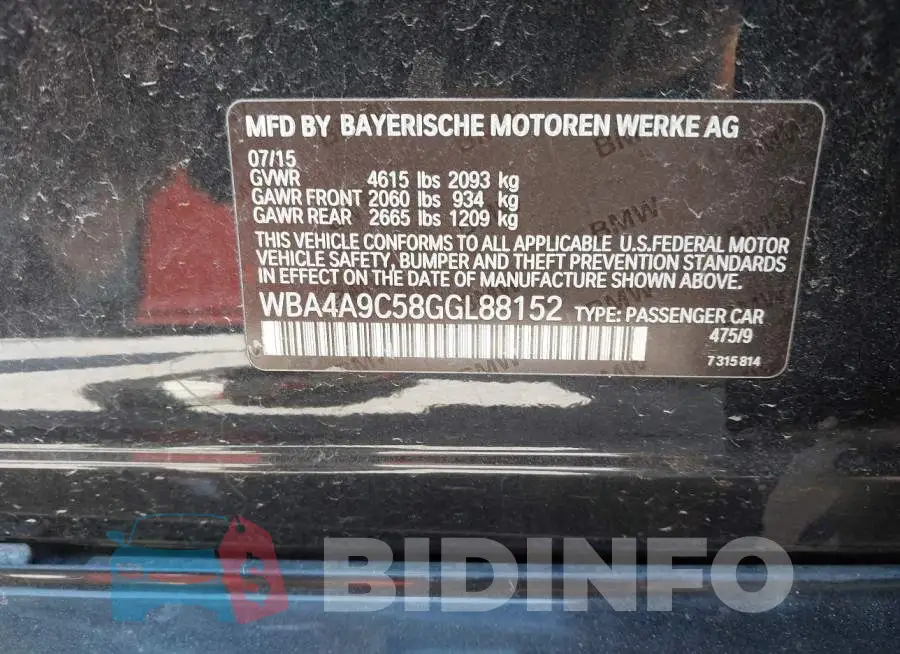 WBA4A9C58GGL88152 Photo# 9