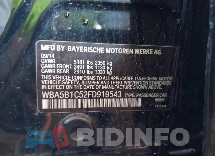 WBA5B1C52FD919543 Photo# 9