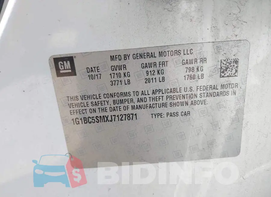1G1BC5SMXJ7127871 Photo# 9