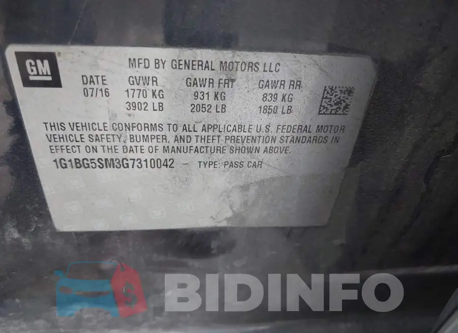 1G1BG5SM3G7310042 Photo# 9