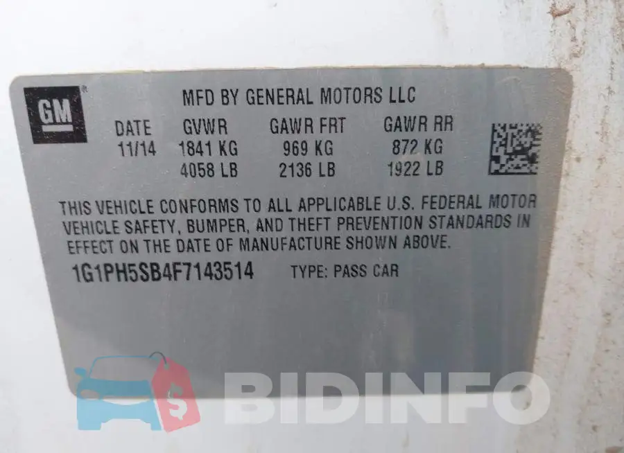 1G1PH5SB4F7143514 Photo# 9
