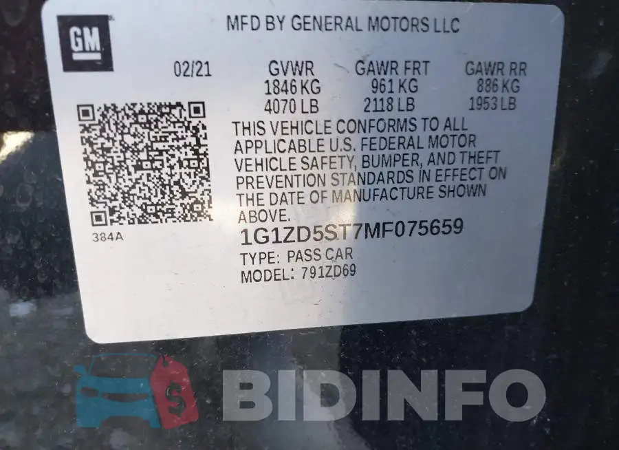 1G1ZD5ST7MF075659 Photo# 9