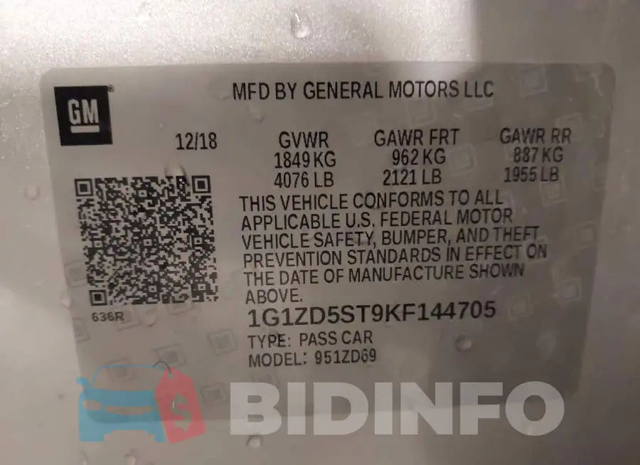 1G1ZD5ST9KF144705 Photo# 9