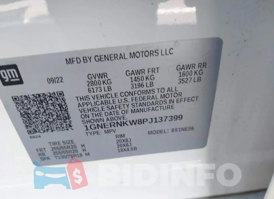 1GNERNKW8PJ137399 Photo# 9