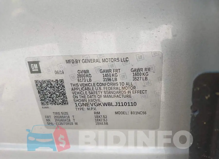 1GNEVGKW8LJ110110 Photo# 9
