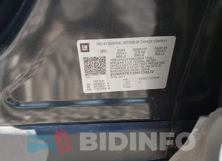 2GNAXFEV1M6134172 Photo# 9