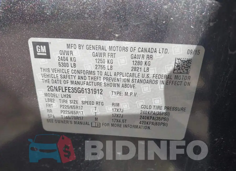 2GNFLFE35G6131912 Photo# 9