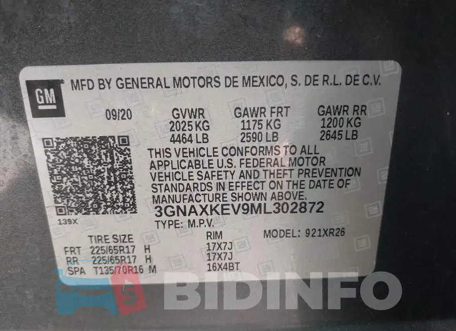 3GNAXKEV9ML302872 Photo# 9