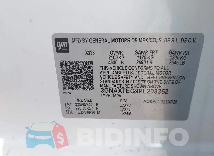 3GNAXTEG9PL203352 Photo# 9