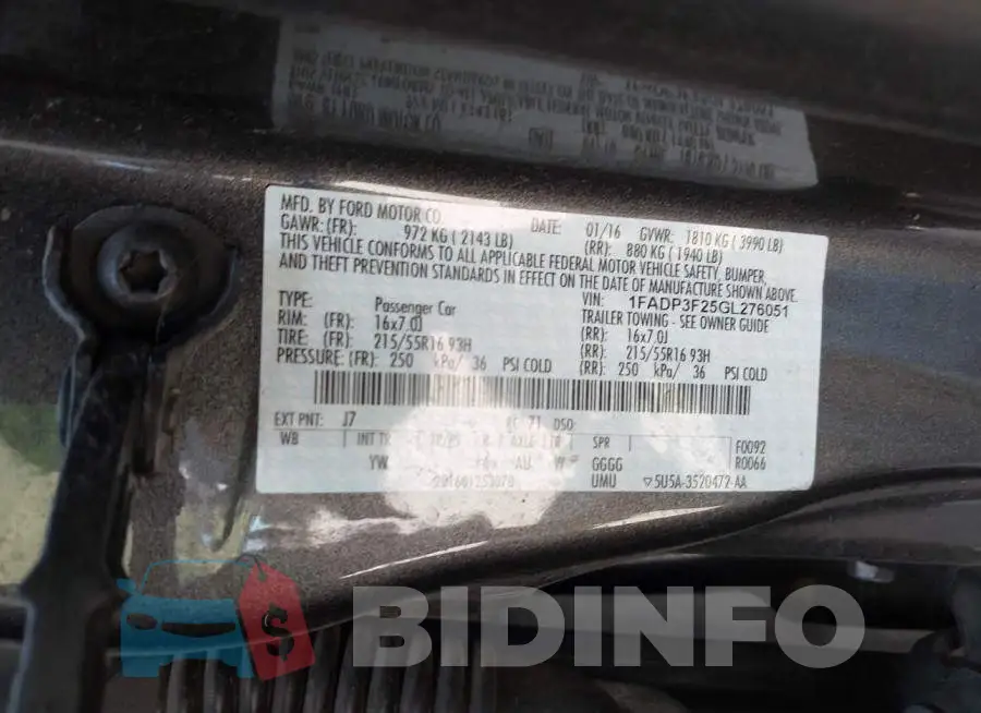 1FADP3F25GL276051 Photo# 9