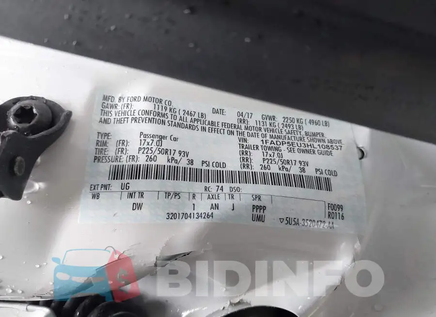 1FADP5EU3HL108537 Photo# 9