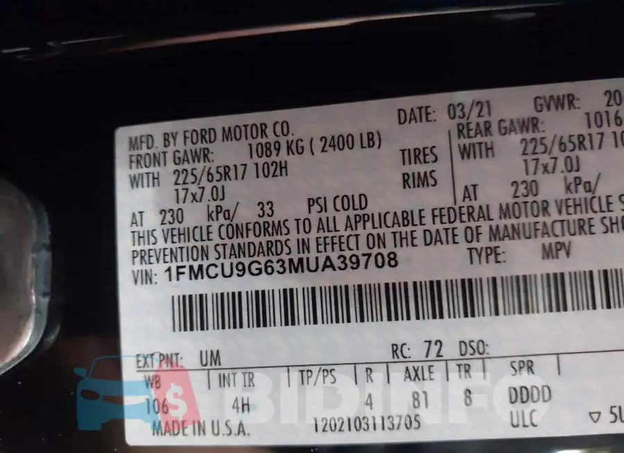 1FMCU9G63MUA39708 Photo# 9