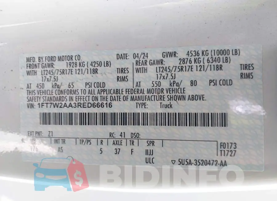 1FT7W2AA3RED66616 Photo# 9
