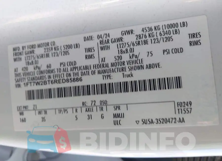 1FT7W2BT6RED85886 Photo# 9