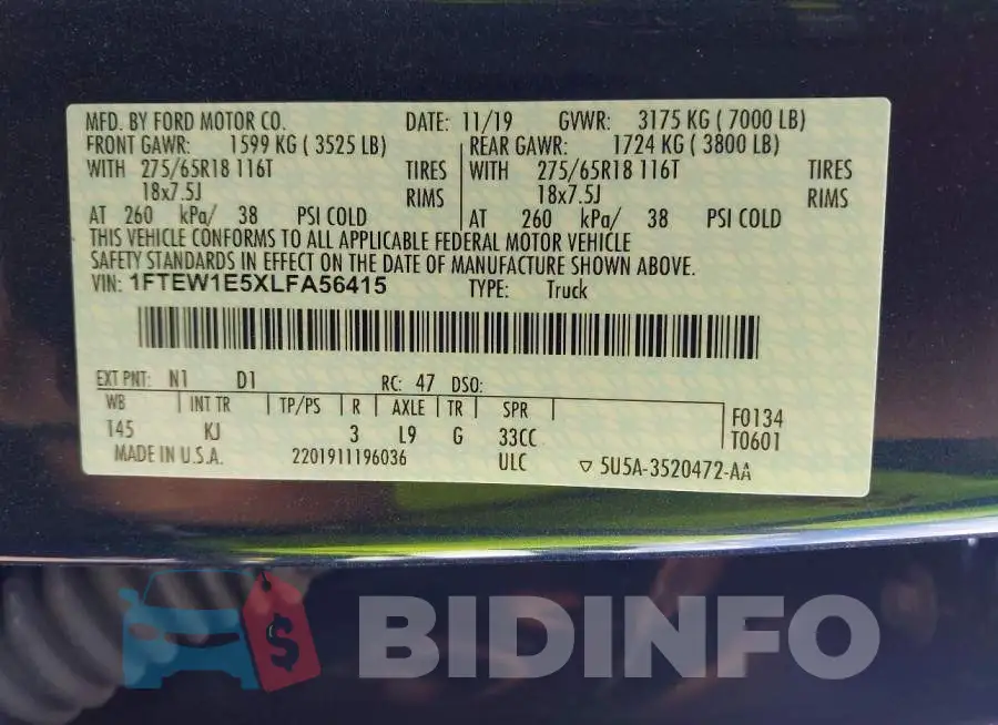 1FTEW1E5XLFA56415 Photo# 9