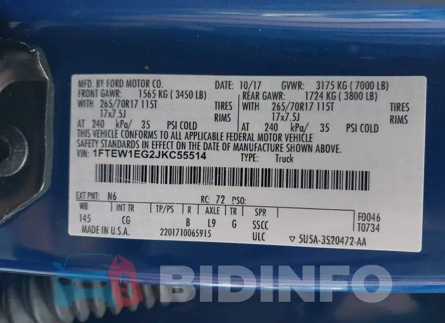 1FTEW1EG2JKC55514 Photo# 9