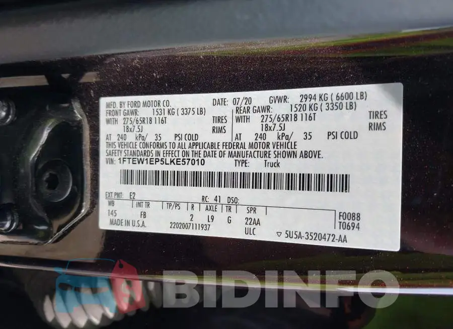 1FTEW1EP5LKE57010 Photo# 9