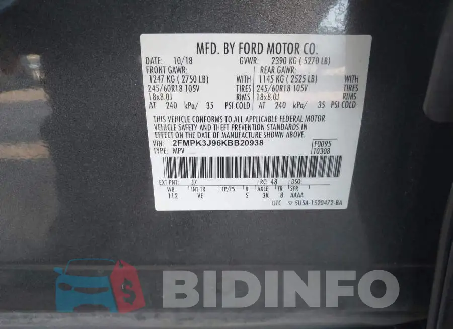 2FMPK3J96KBB20938 Photo# 9