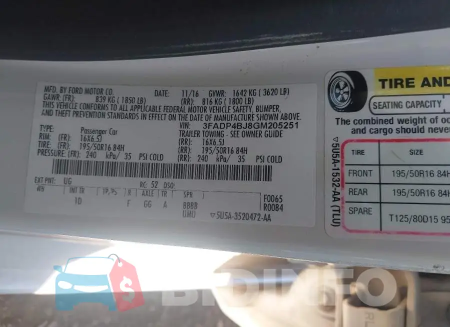3FADP4BJ8GM205251 Photo# 9
