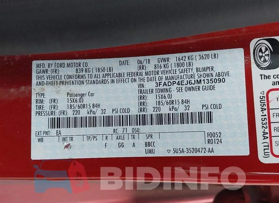 3FADP4EJ6JM135090 Photo# 9