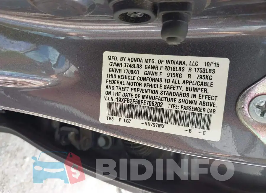 19XFB2F58FE706202 Photo# 9
