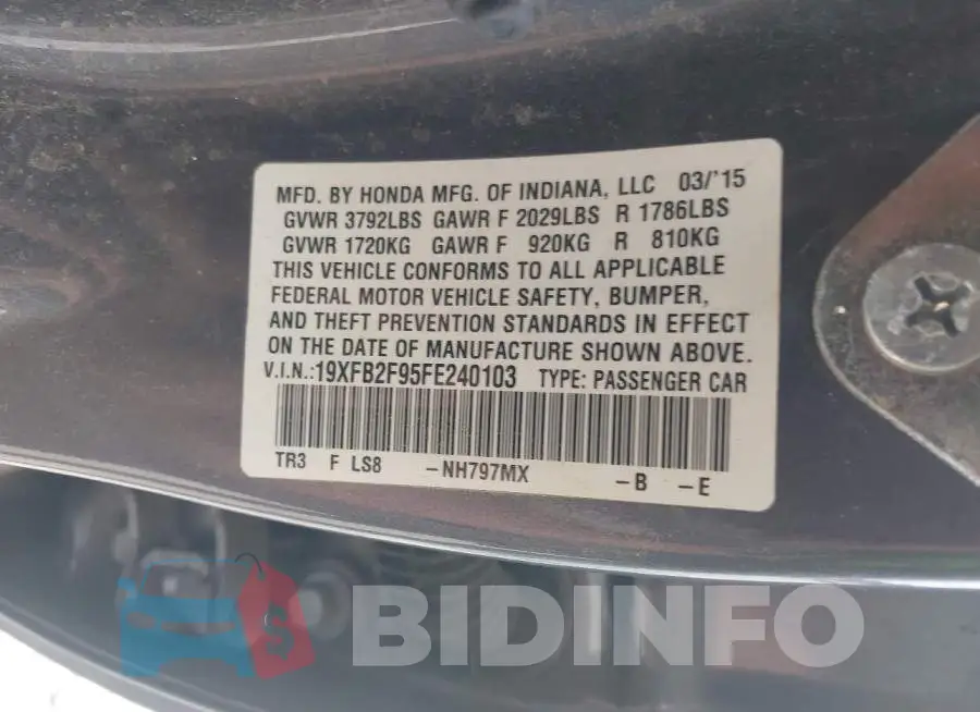 19XFB2F95FE240103 Photo# 9