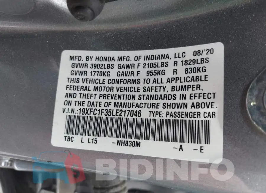 19XFC1F35LE217046 Photo# 9