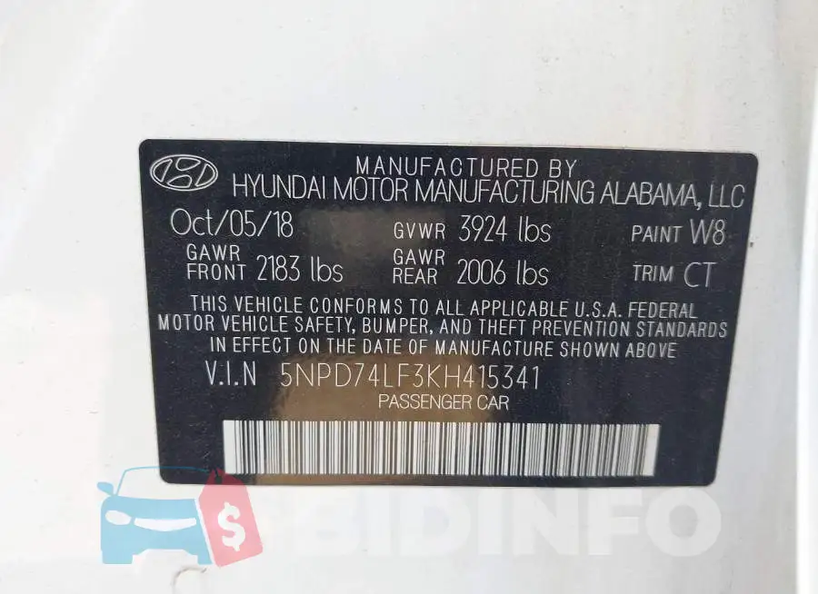 5NPD74LF3KH415341 Photo# 9