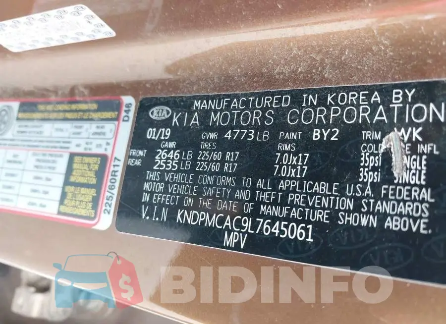 KNDPMCAC9L7645061 Photo# 9