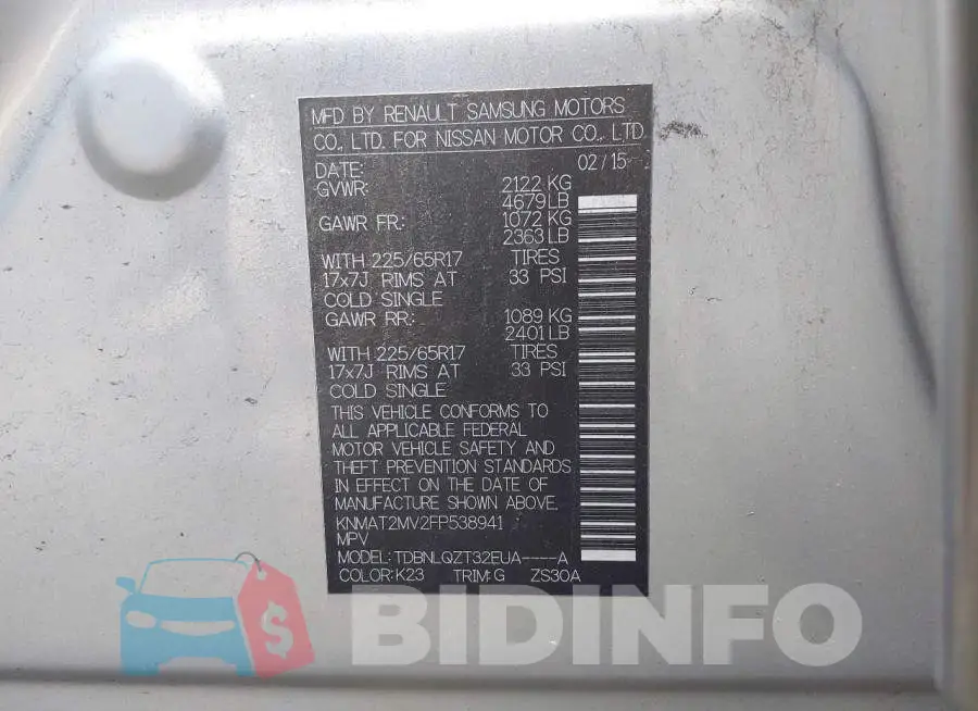 KNMAT2MV2FP538941 Photo# 9