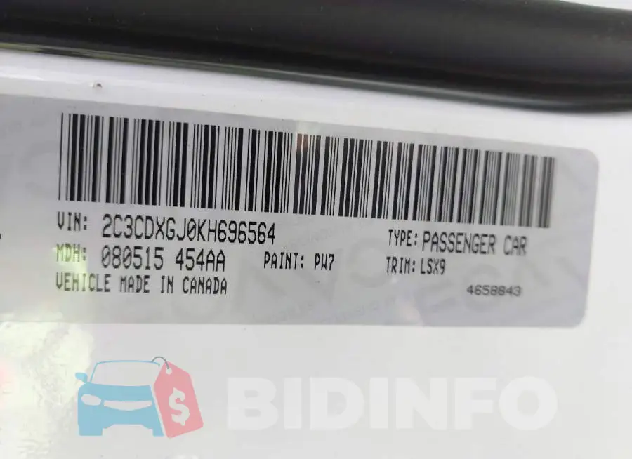 2C3CDXGJ0KH696564 Photo# 9
