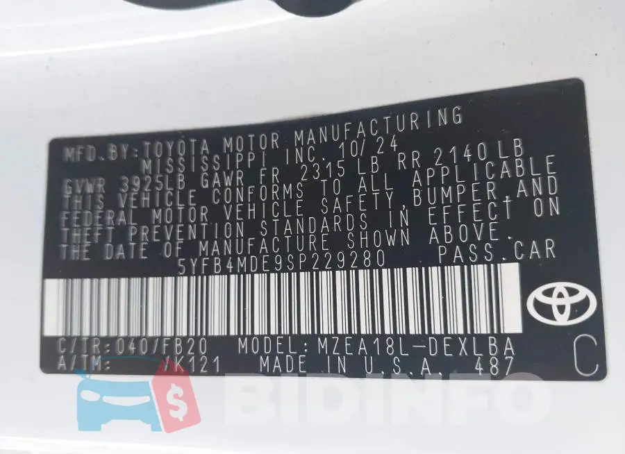 5YFB4MDE9SP229280 Photo# 9