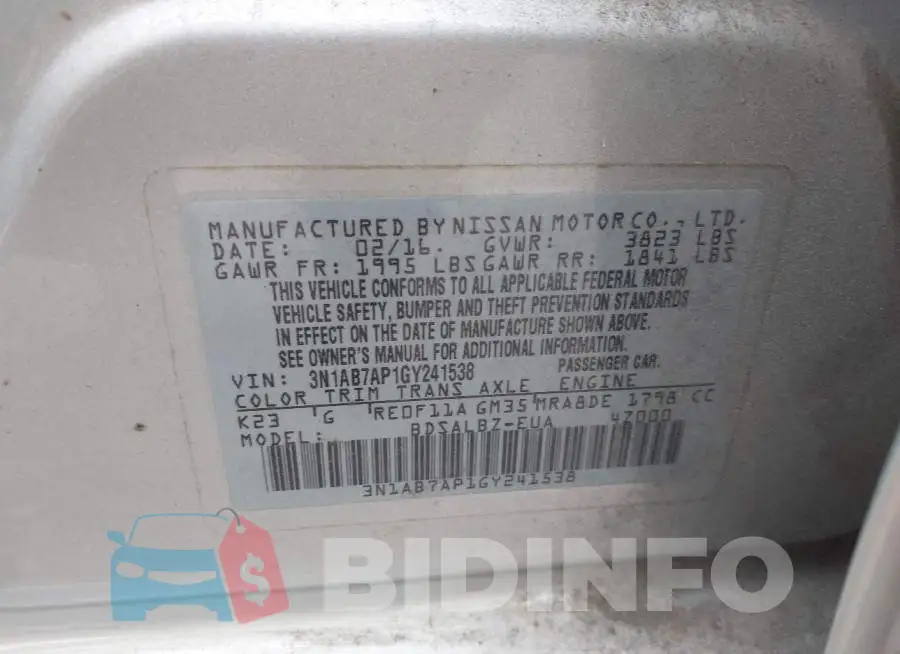 3N1AB7AP1GY241538 Photo# 9