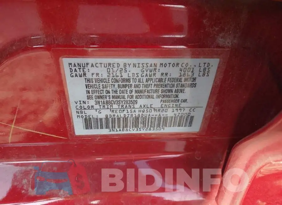 3N1AB8CV3SY283509 Photo# 9