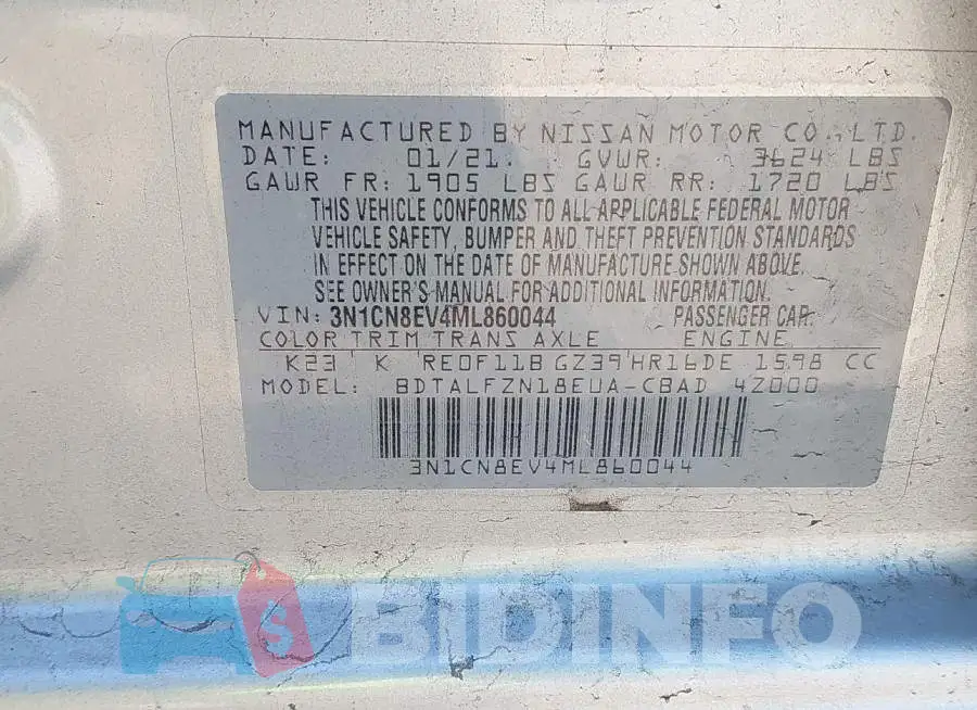 3N1CN8EV4ML860044 Photo# 9