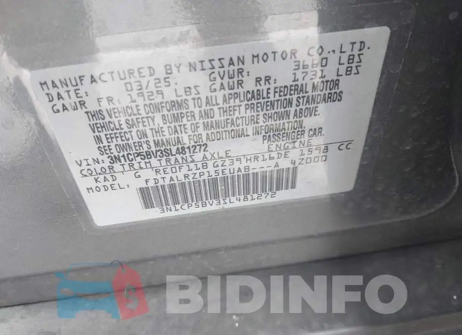 3N1CP5BV3SL481272 Photo# 9