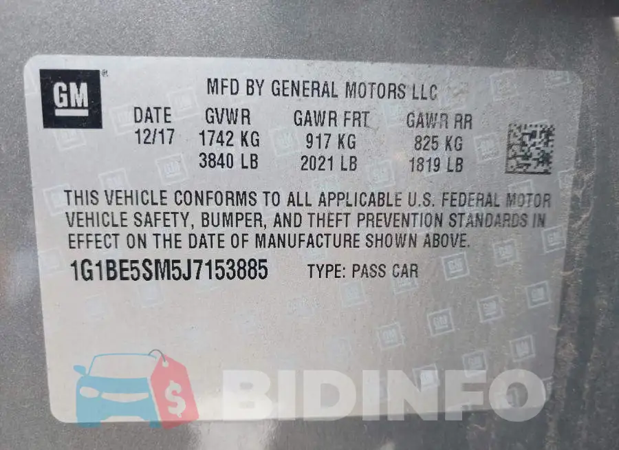 1G1BE5SM5J7153885 Photo# 9