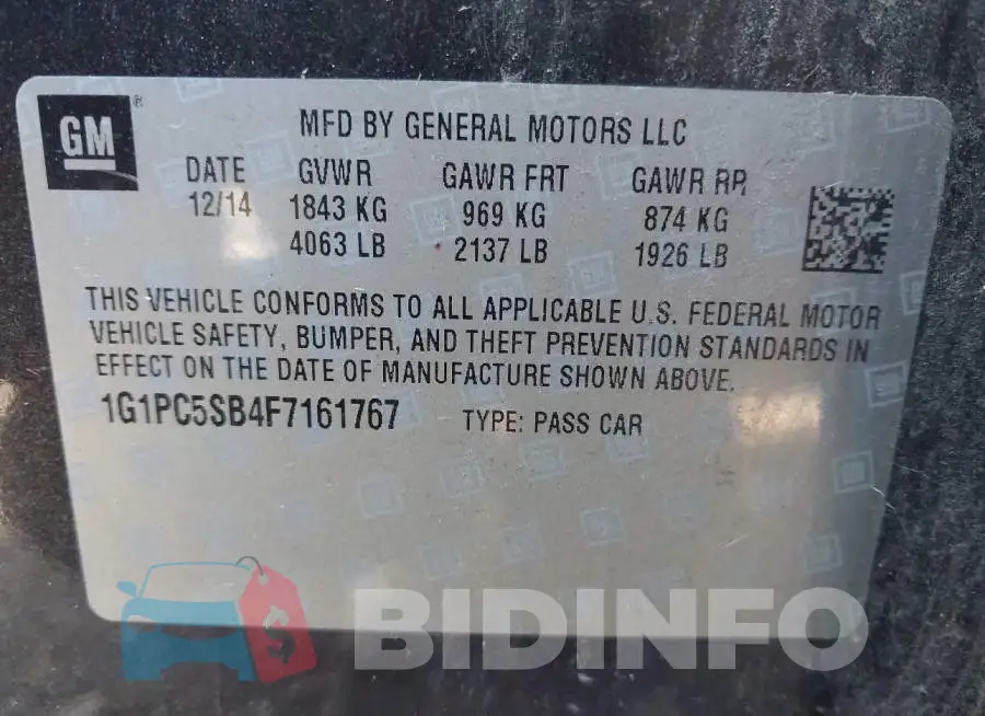 1G1PC5SB4F7161767 Photo# 9