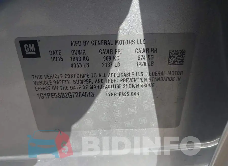 1G1PE5SB2G7204613 Photo# 9