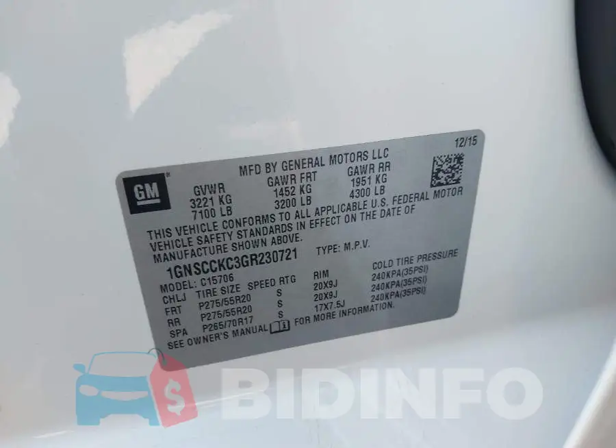 1GNSCCKC3GR230721 Photo# 9