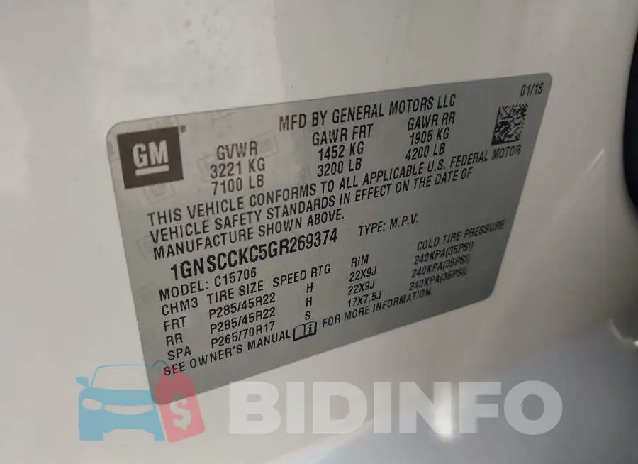 1GNSCCKC5GR269374 Photo# 9