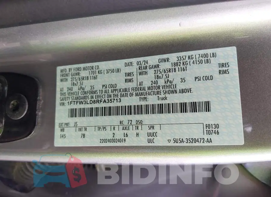 1FTFW3LD8RFA35713 Photo# 9