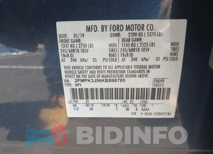 2FMPK3J96KBB66785 Photo# 9