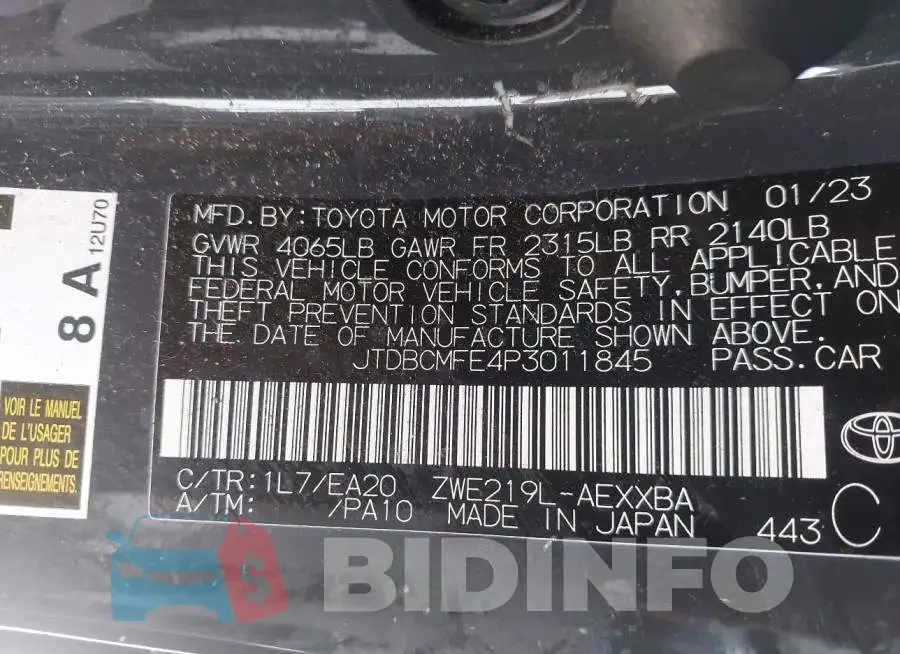 JTDBCMFE4P3011845 Photo# 9