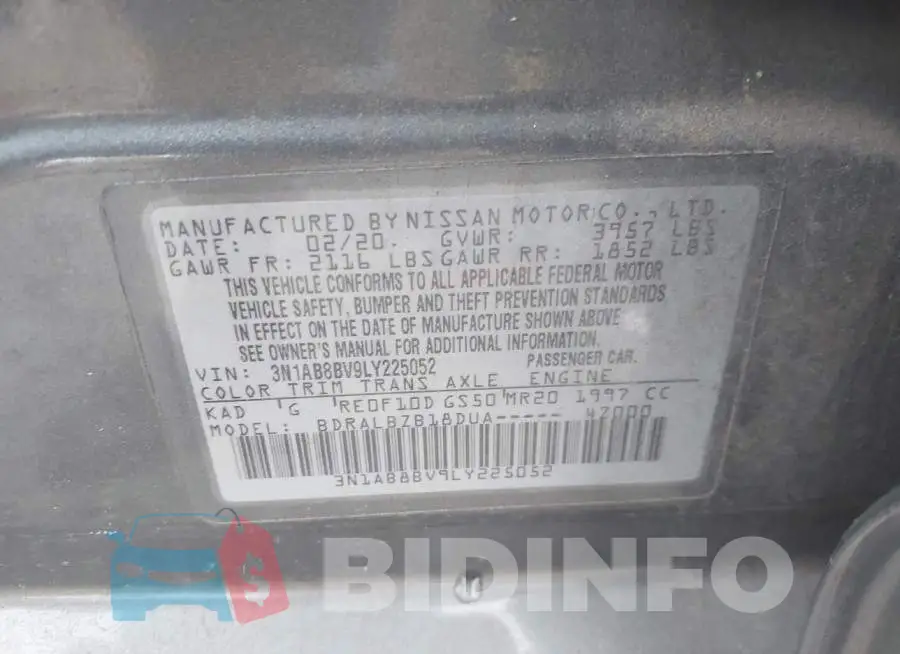 3N1AB8BV9LY225052 Photo# 9