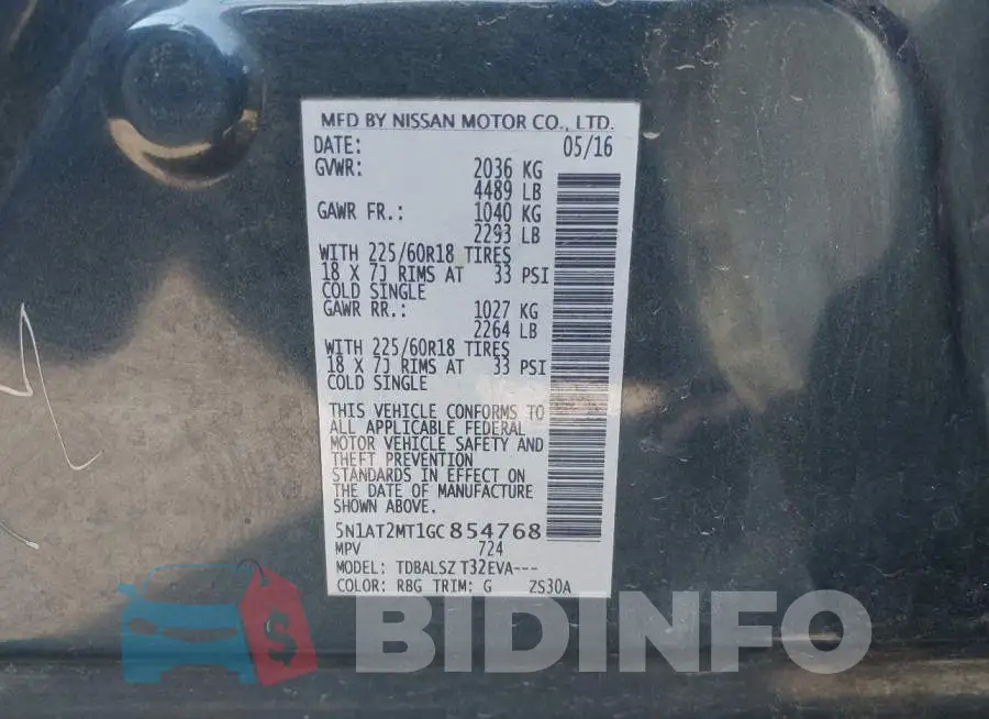 5N1AT2MT1GC854768 Photo# 9