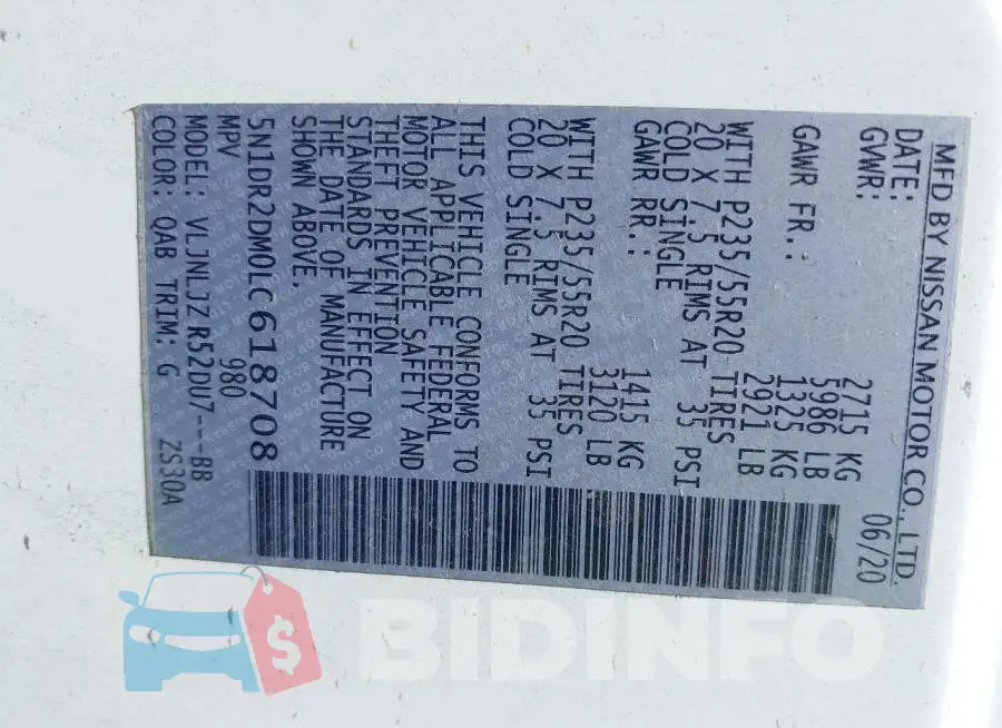 5N1DR2DM0LC618708 Photo# 9